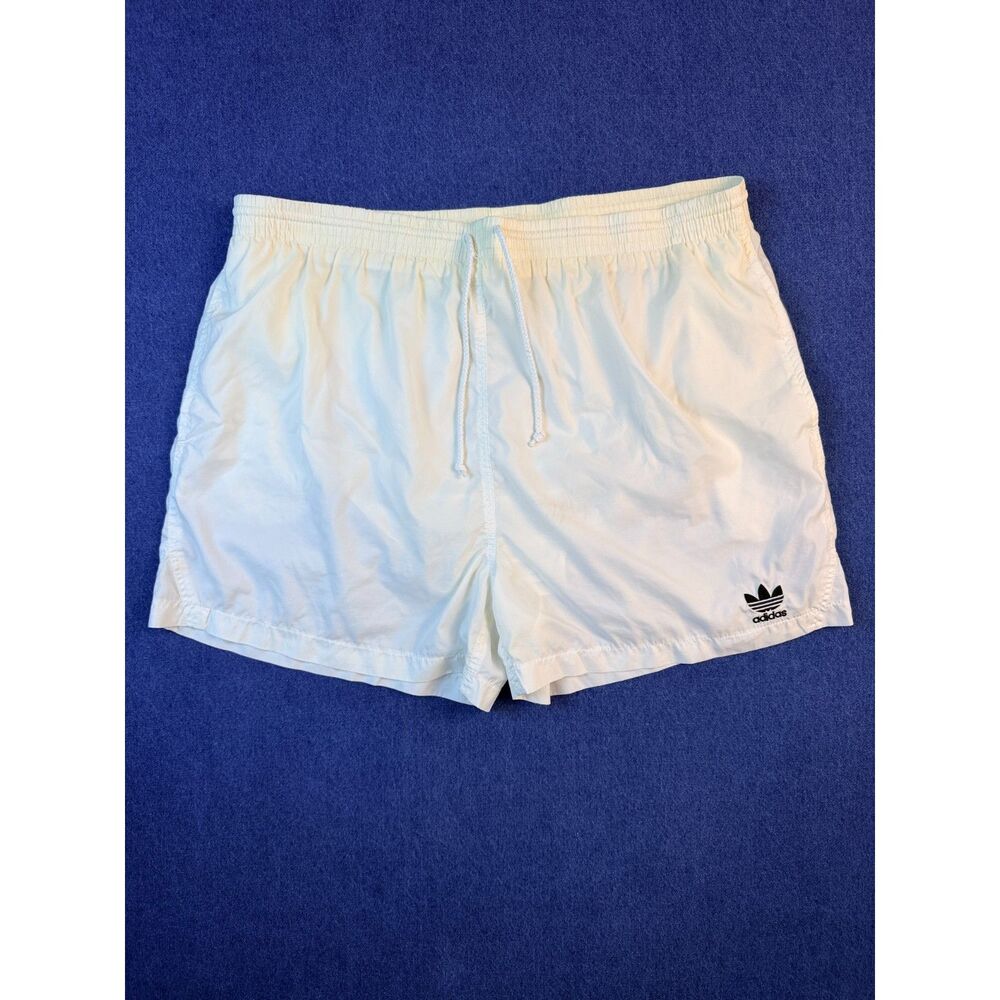 Adidas Trefoil Men’s D 8 US L White Nylon Running Shorts Vintage
